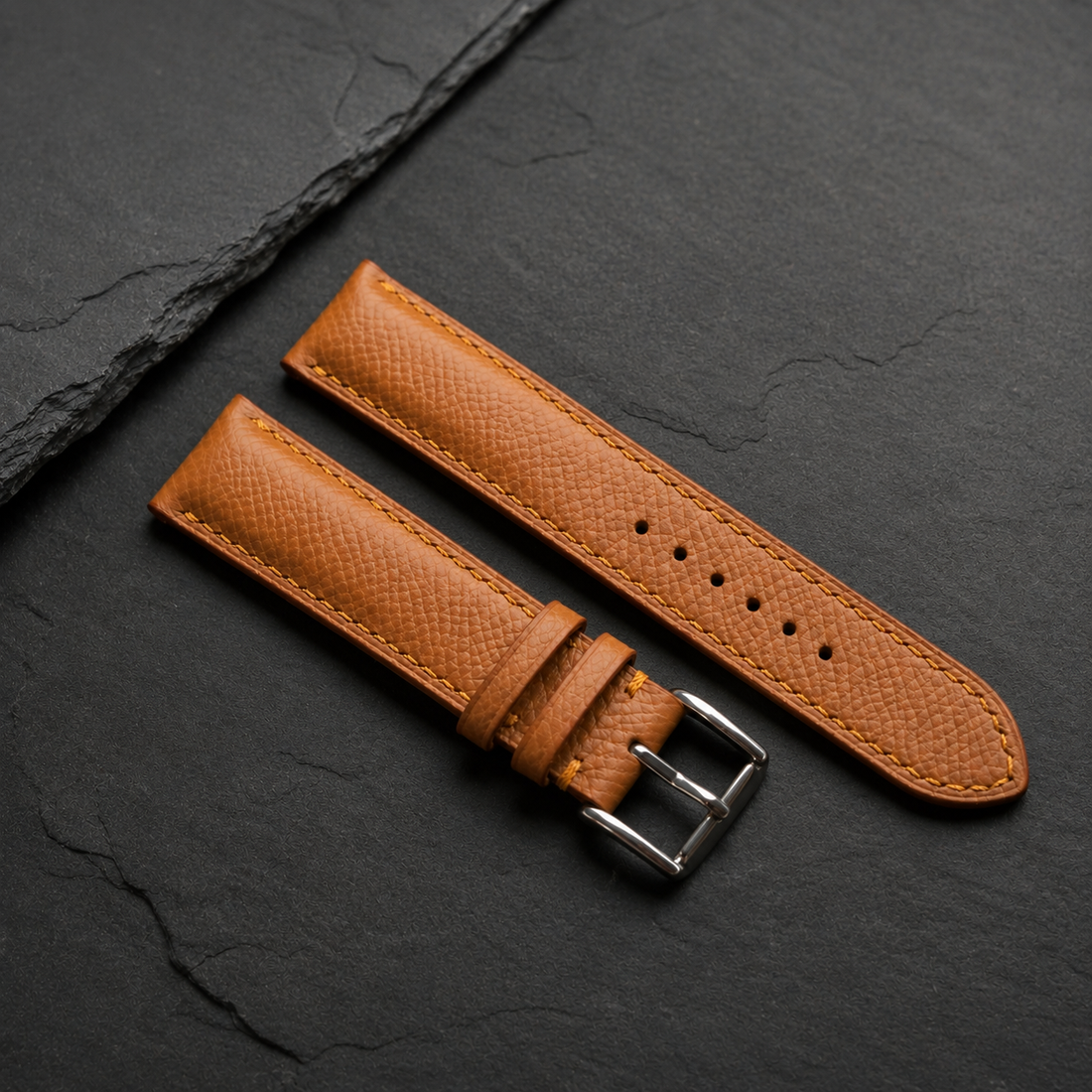 Camel Epsom Leather Watch Strap - Handmade Quick Release Band
