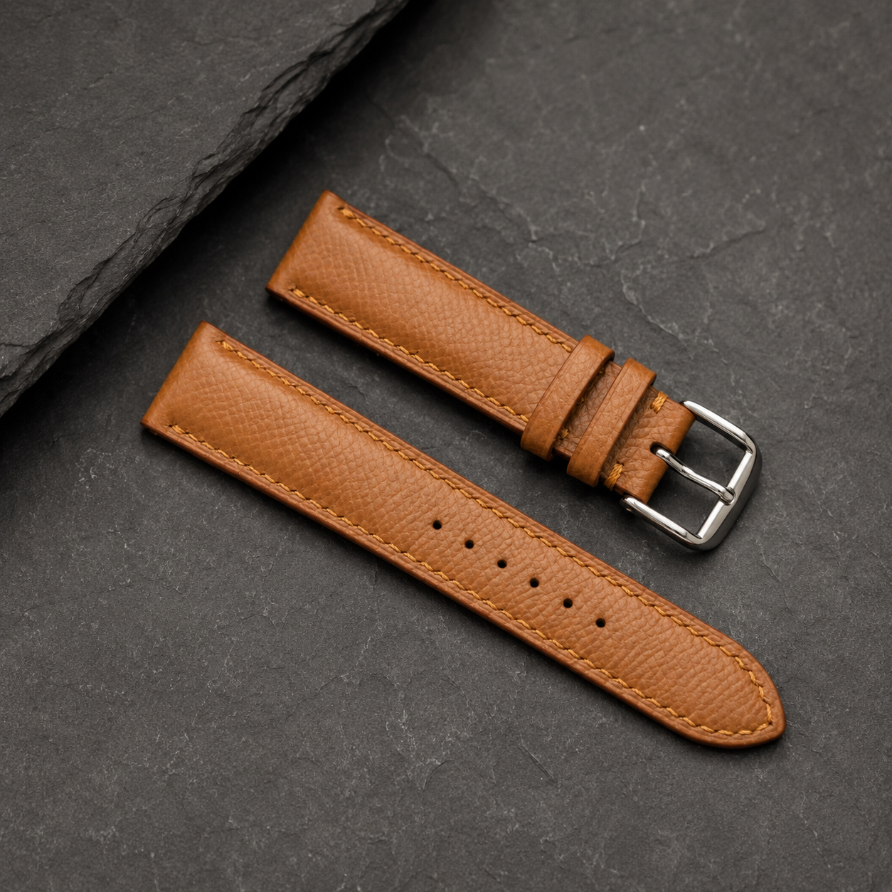 Camel Epsom Leather Watch Strap - Handmade Quick Release Band