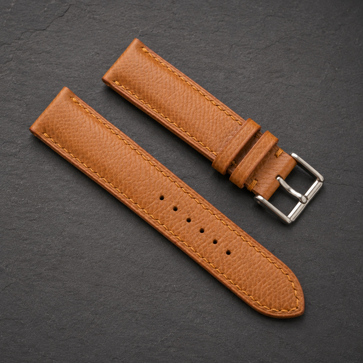 Camel Epsom Leather Watch Strap - Handmade Quick Release Band