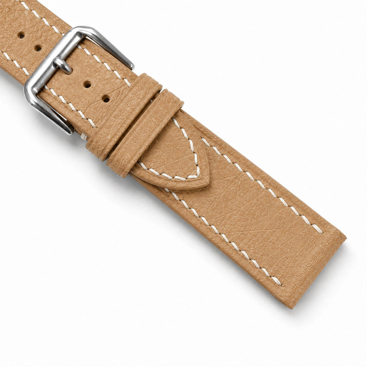 Camel Tan Ostrich Leather Watch Strap - Handmade