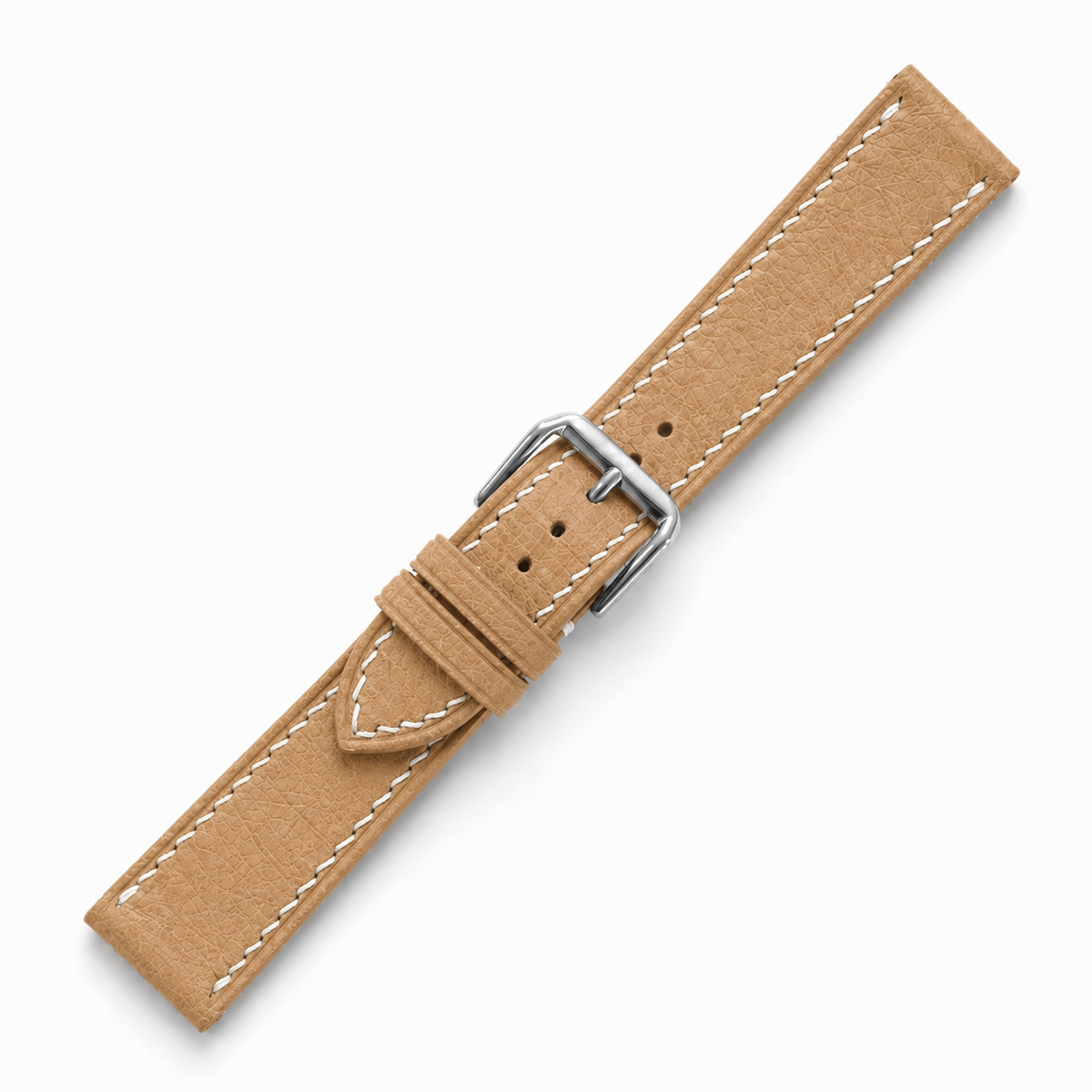 Camel Tan Ostrich Leather Watch Strap - Handmade