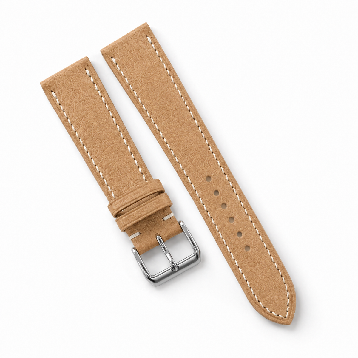 Camel Tan Ostrich Leather Watch Strap - Handmade