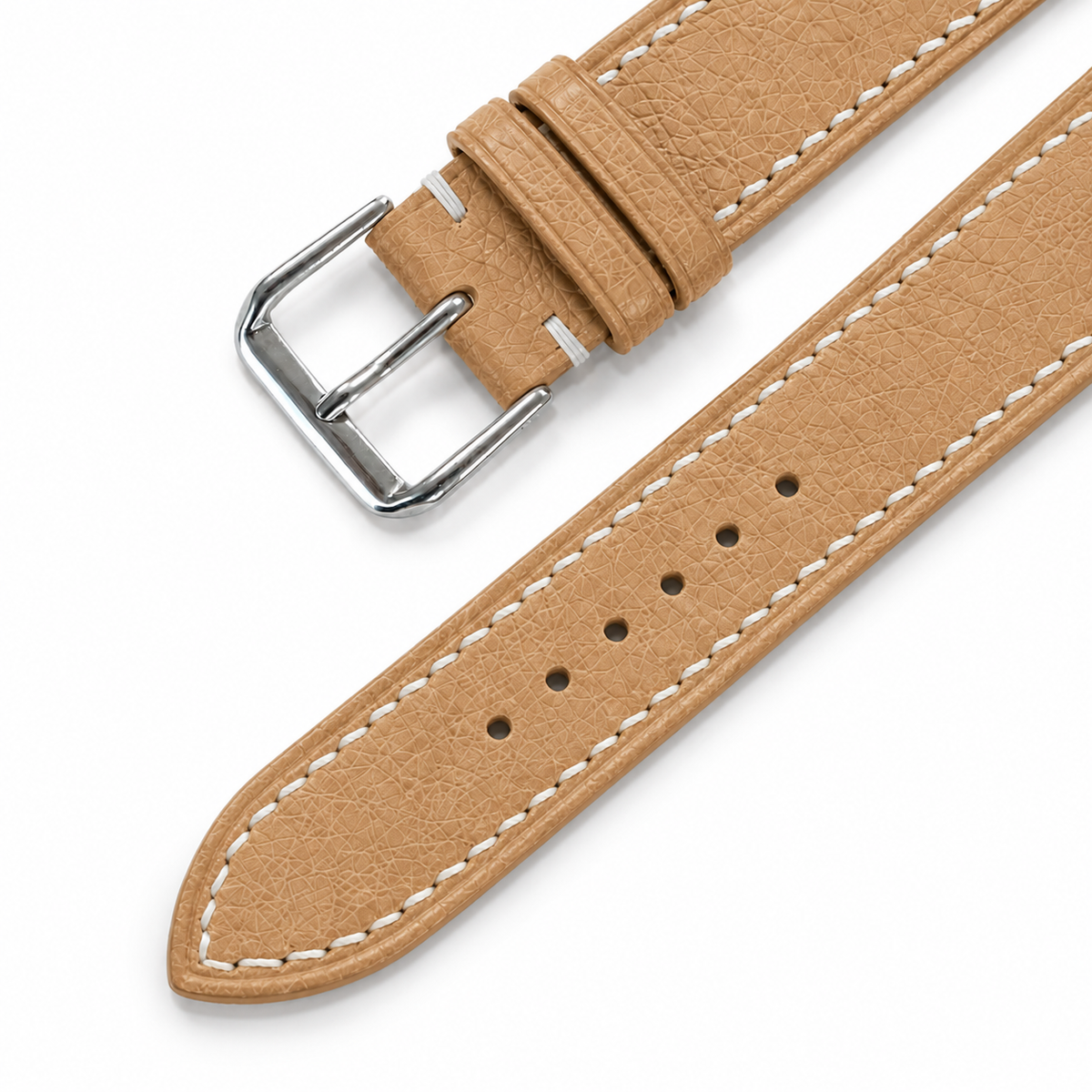 Camel Tan Ostrich Leather Watch Strap - Handmade