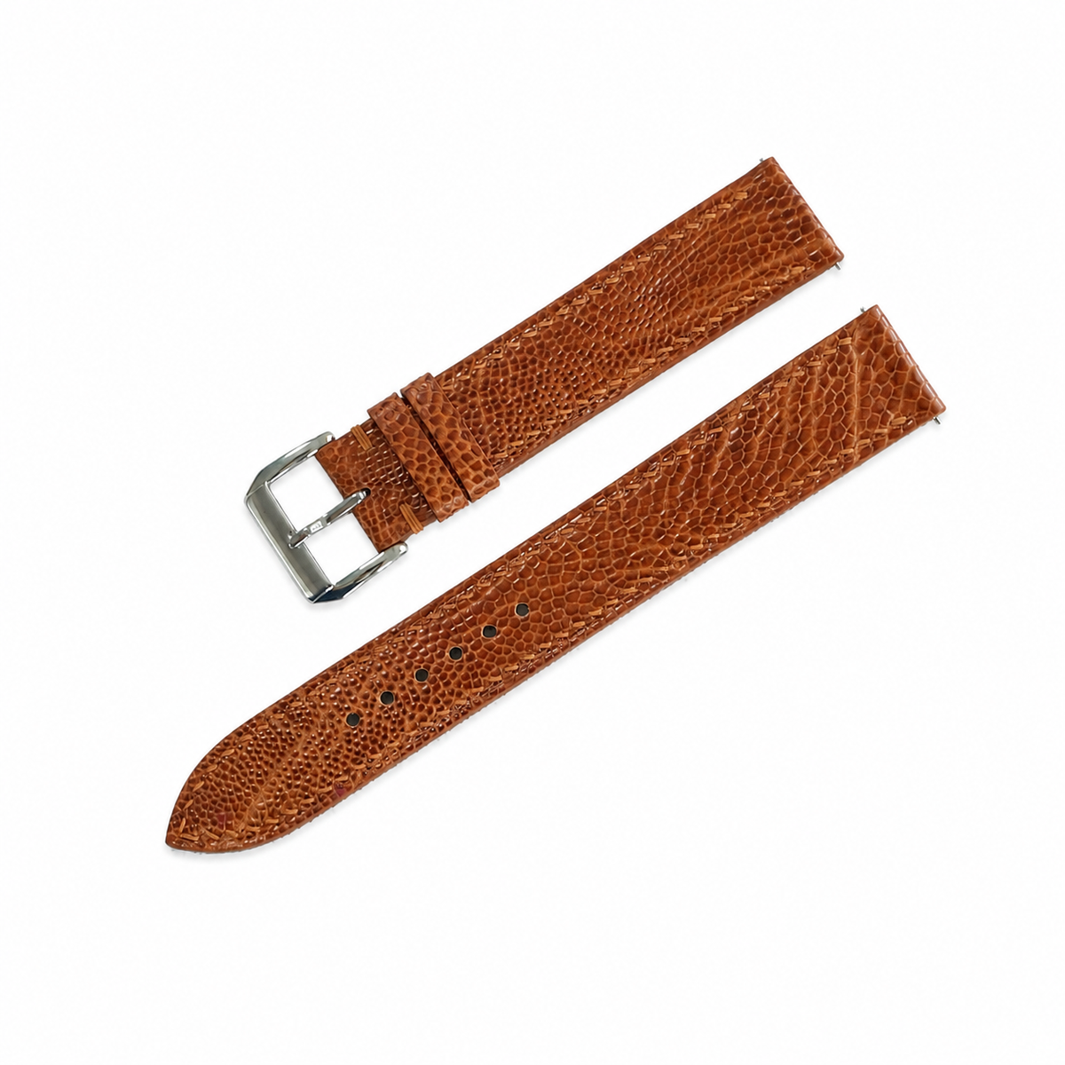 Golden Cognac Ostrich Leather Watch Strap - Handmade