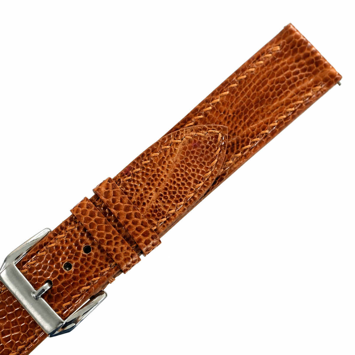 Golden Cognac Ostrich Leather Watch Strap - Handmade