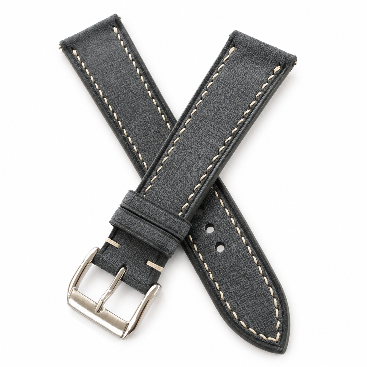 Charcoal Gray Babele Leather Watch Strap - Handmade