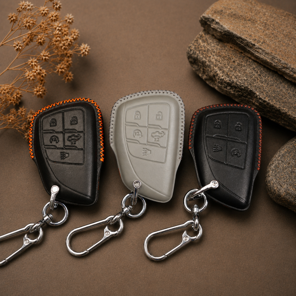 Custom Leather Key Fob Cover Compatible with Chevrolet Silverado and Tahoe