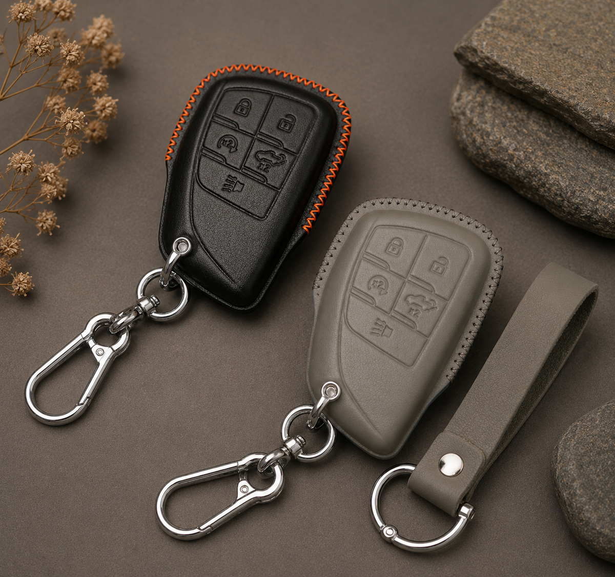Custom Leather Key Fob Cover Compatible with Chevrolet Silverado and Tahoe