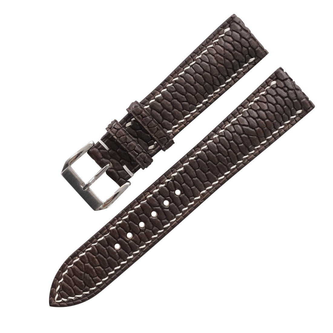 Chocolate Brown Beaver Tail Leather Watch Strap - Handmade
