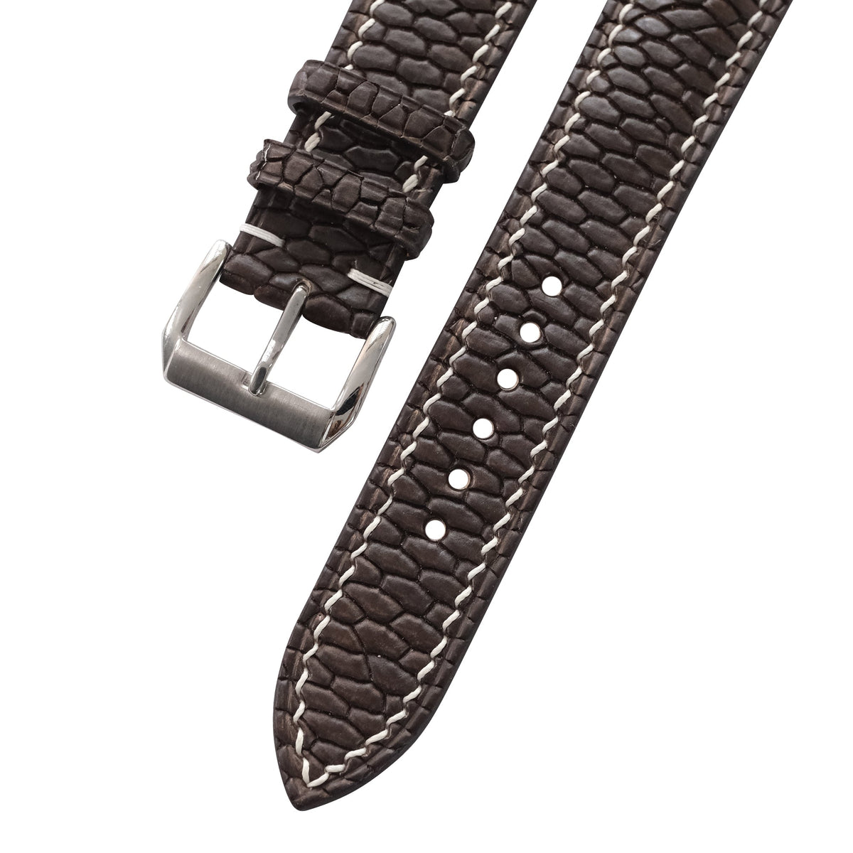 Chocolate Brown Beaver Tail Leather Watch Strap - Handmade