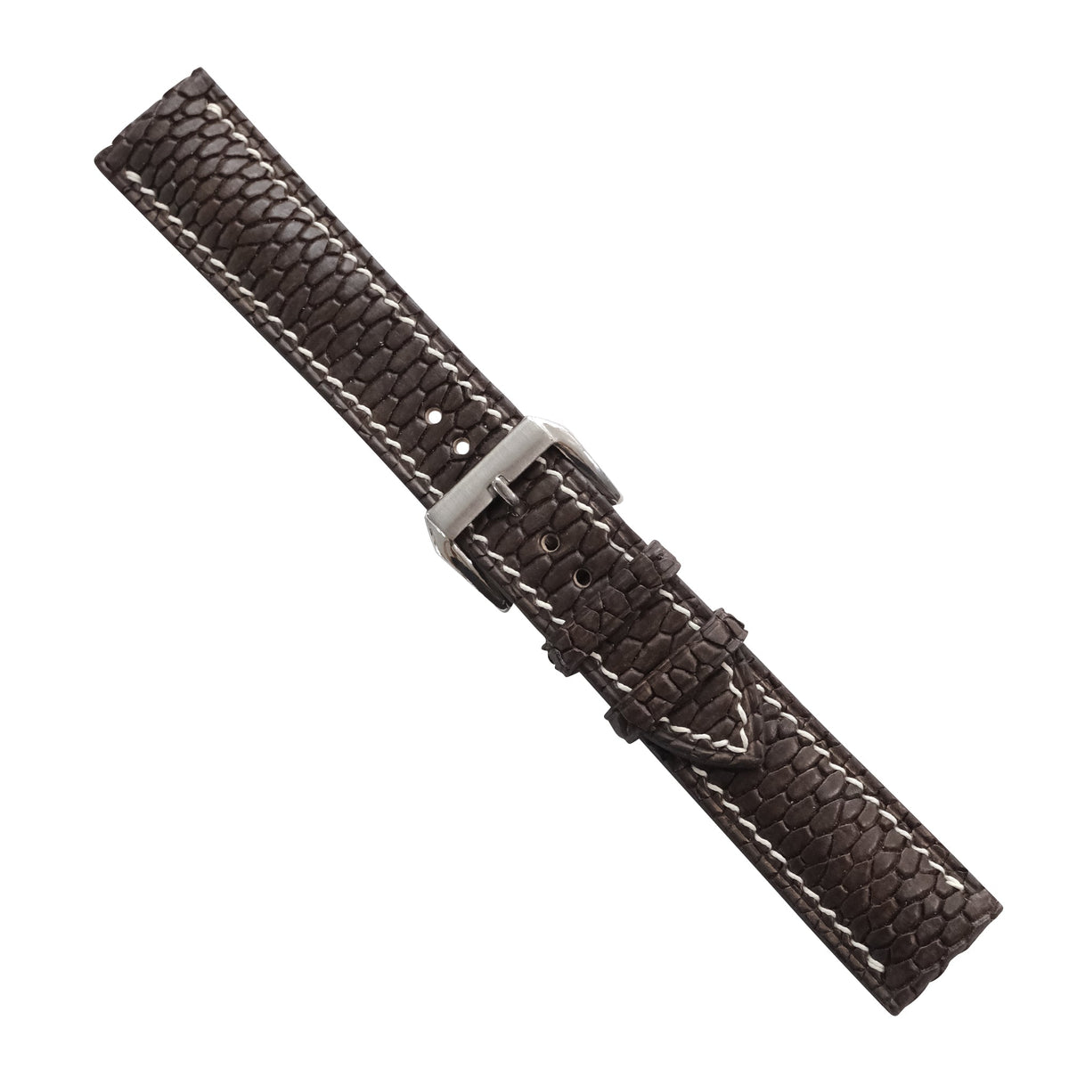 Chocolate Brown Beaver Tail Leather Watch Strap - Handmade