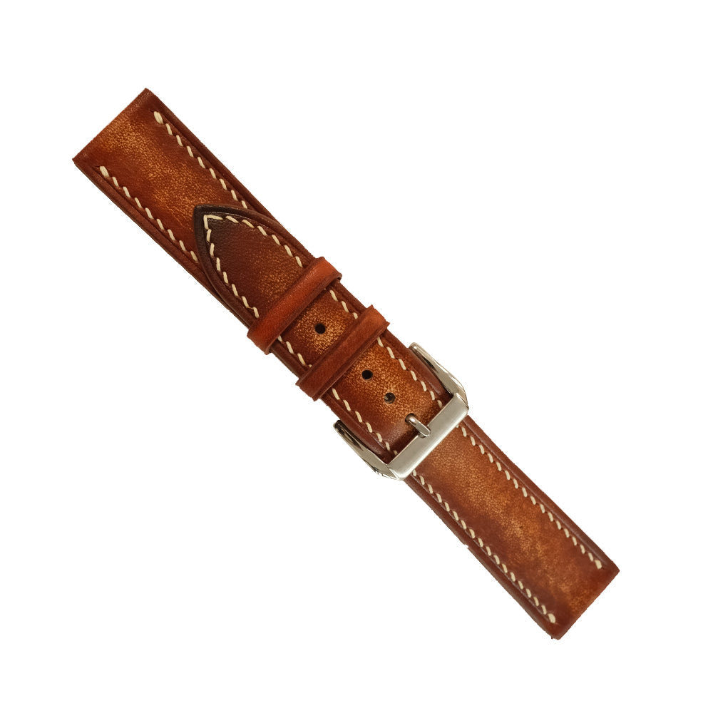 Cognac Patina Leather Watch Strap - Handmade