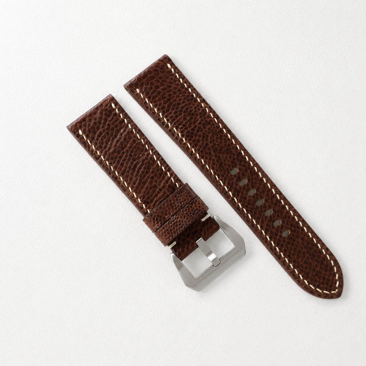 Dark Brown Ostrich Leather Watch Strap - Handmade