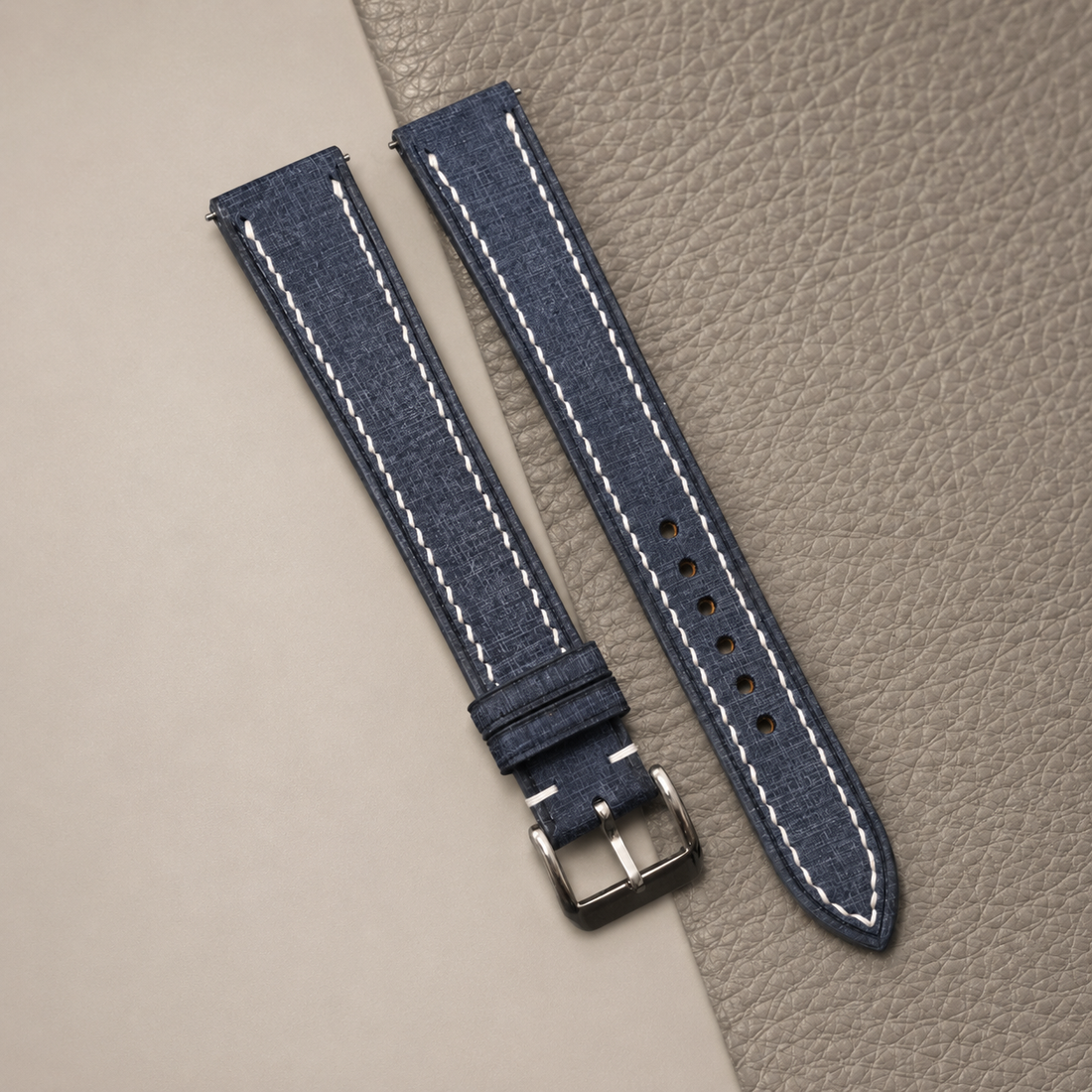 Grey Babele Leather Watch Strap - Handmade Quick Release Band