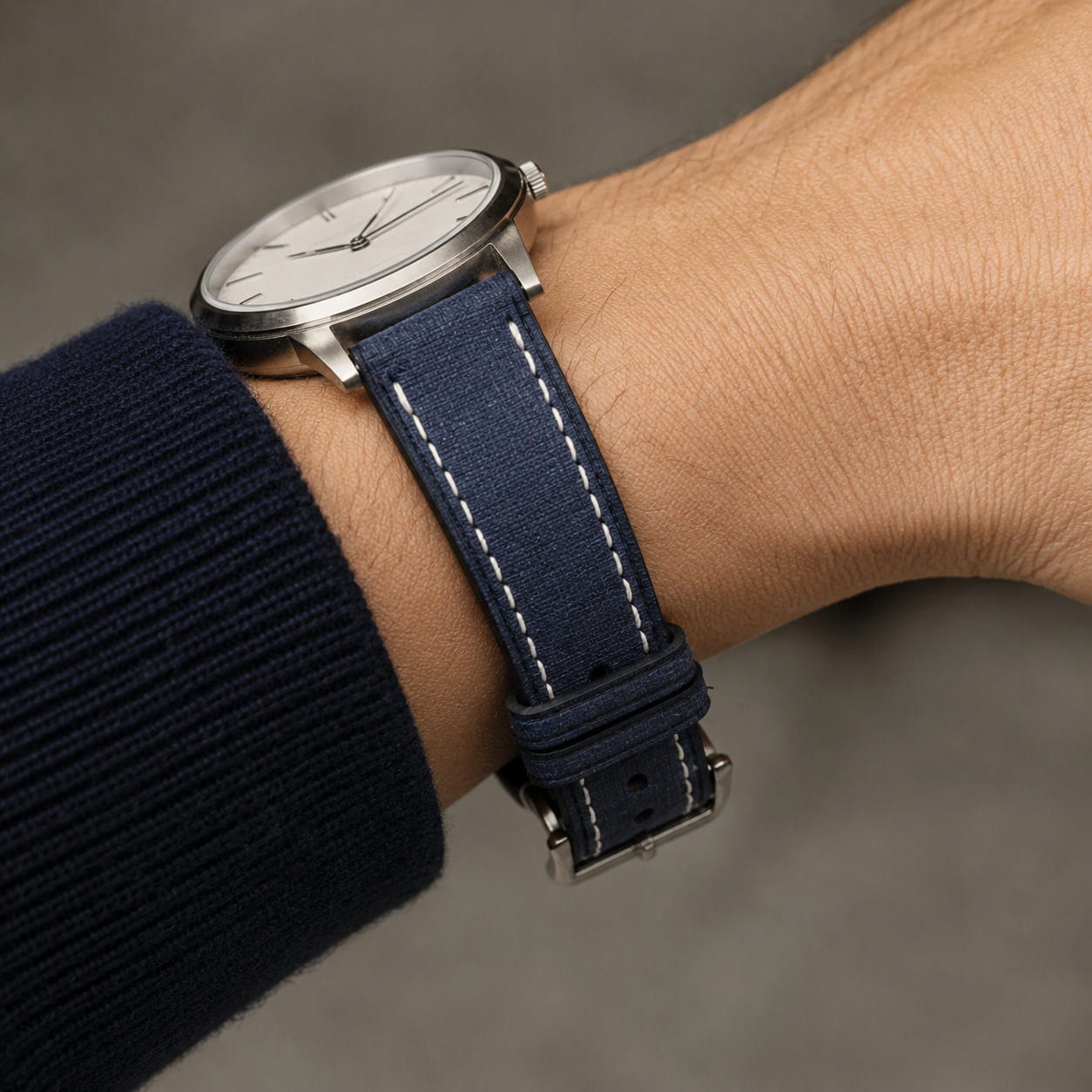 Grey Babele Leather Watch Strap - Handmade Quick Release Band
