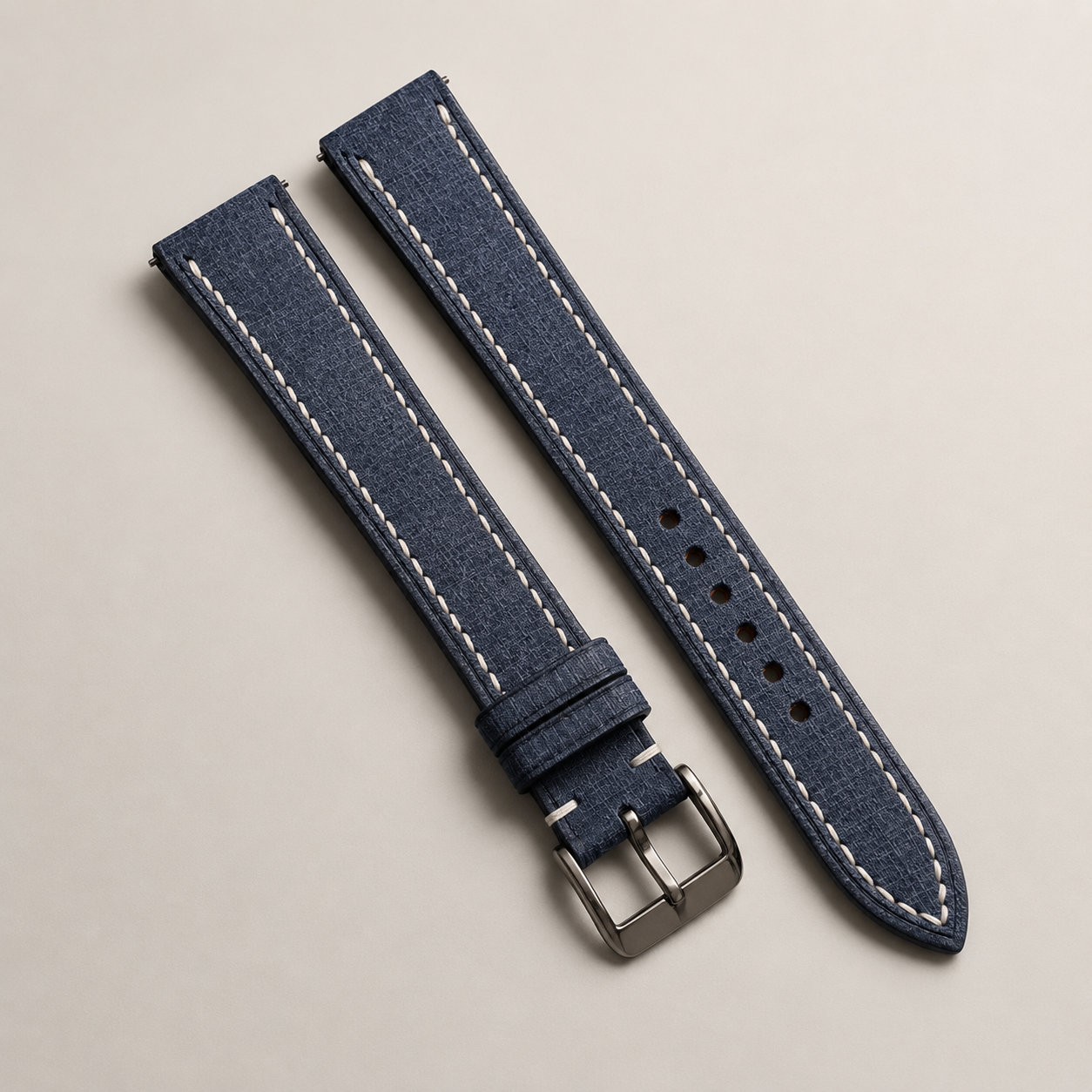 Grey Babele Leather Watch Strap - Handmade Quick Release Band