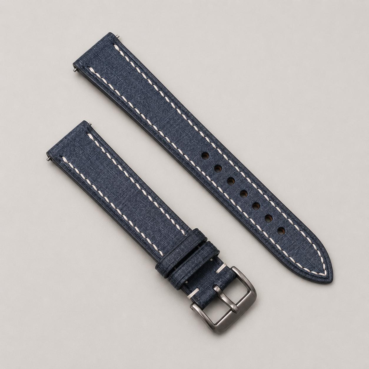 Grey Babele Leather Watch Strap - Handmade Quick Release Band