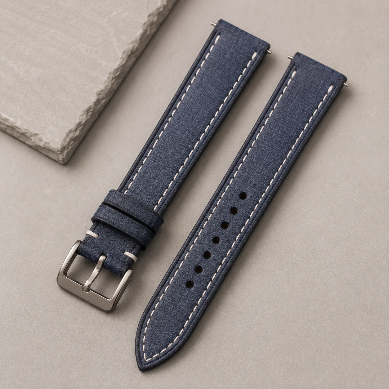 Grey Babele Leather Watch Strap - Handmade Quick Release Band