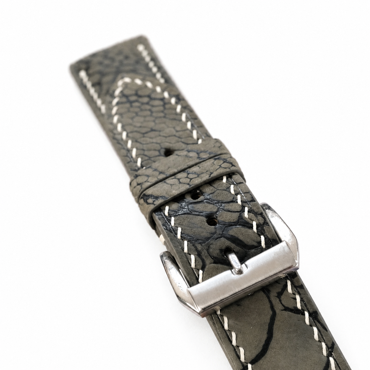 Dark Olive Nubuck Ostrich Leather Watch Strap - Handmade