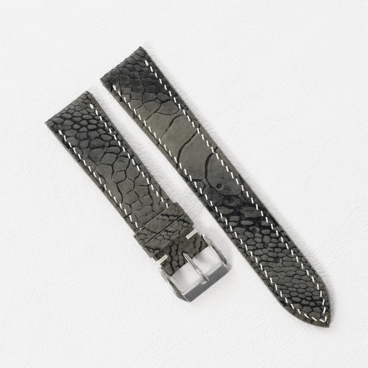 Dark Olive Nubuck Ostrich Leather Watch Strap - Handmade