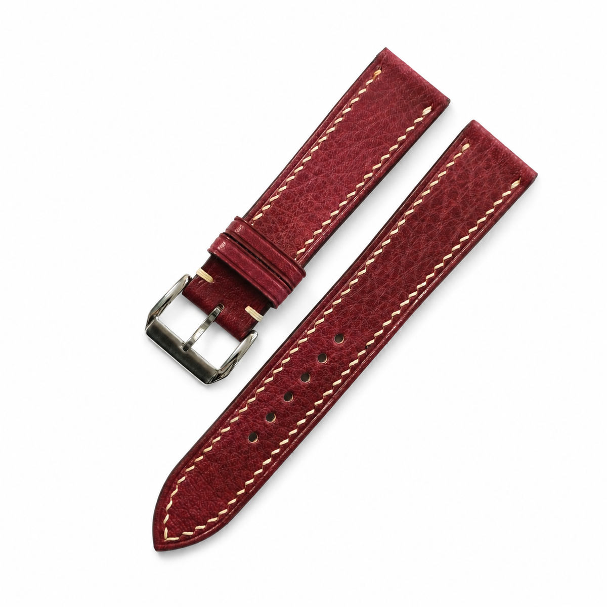Burgundy Red Italian Leather Watch Strap - Handmade