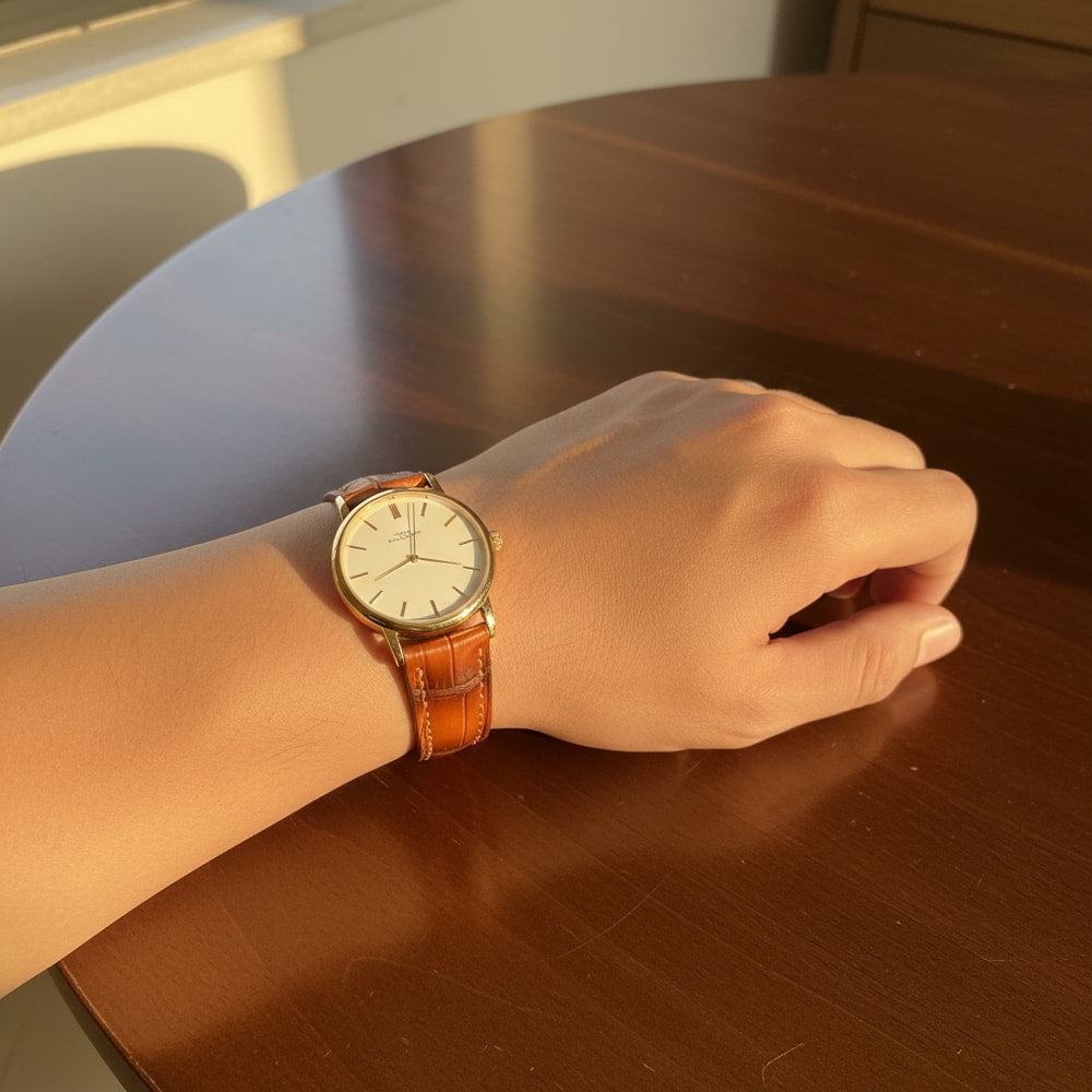 Brown Alligator Leather Watch Strap - Handmade Quick Release Band