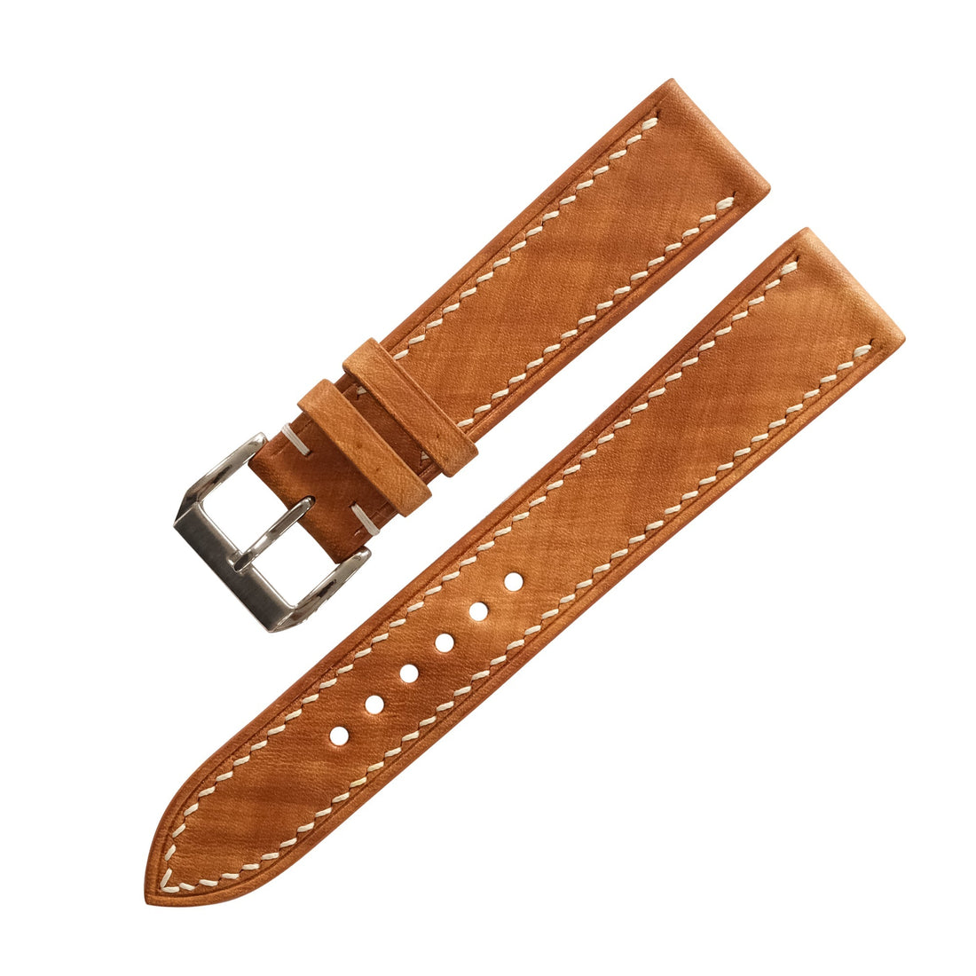 Diamond Basket Weave Tan Patina Leather Watch Strap - Handmade