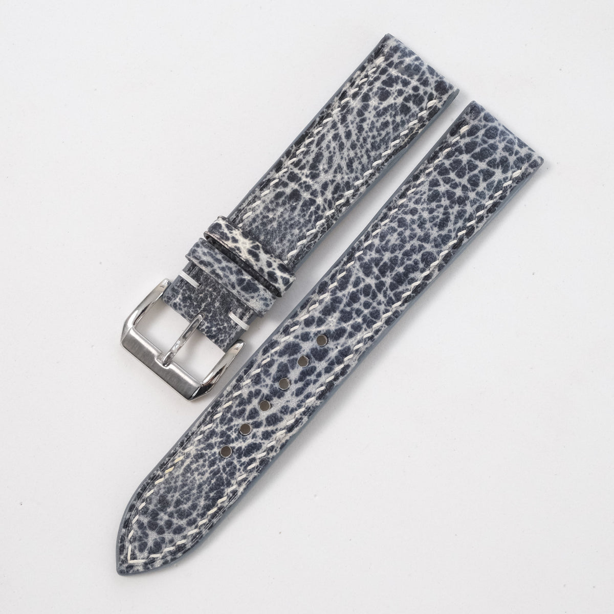 Distressed Blue Gray Italian Leather Watch Strap - Handmade