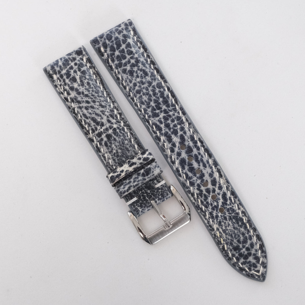 Distressed Blue Gray Italian Leather Watch Strap - Handmade