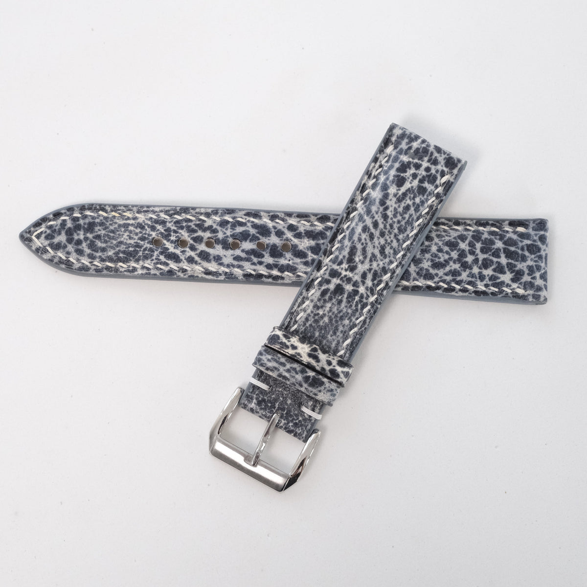 Distressed Blue Gray Italian Leather Watch Strap - Handmade