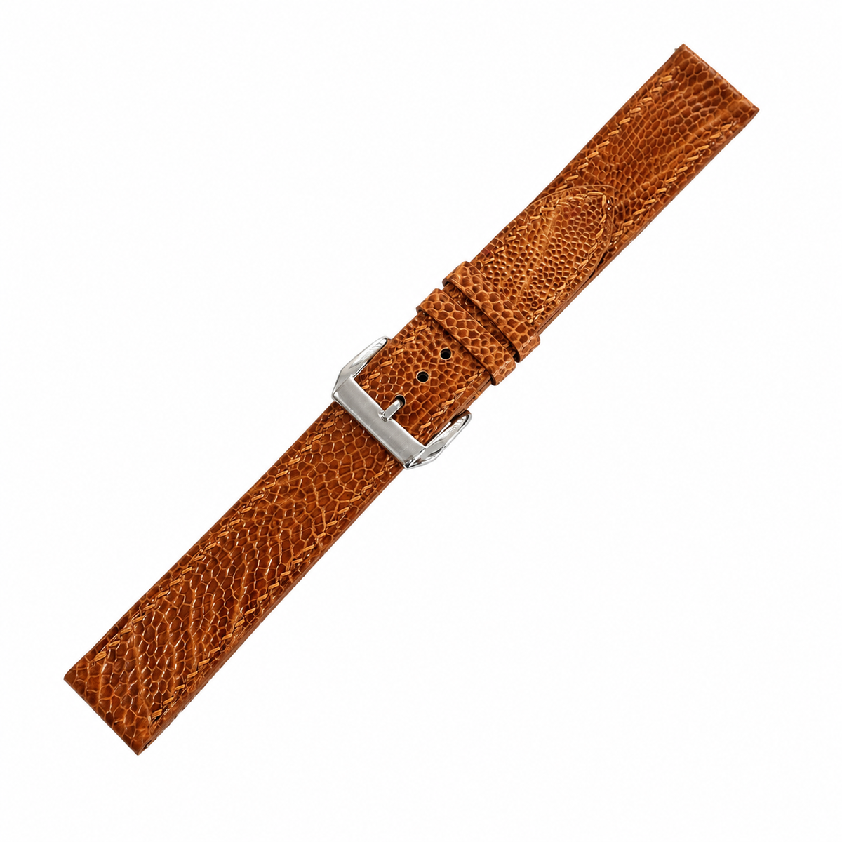 Golden Cognac Ostrich Leather Watch Strap - Handmade