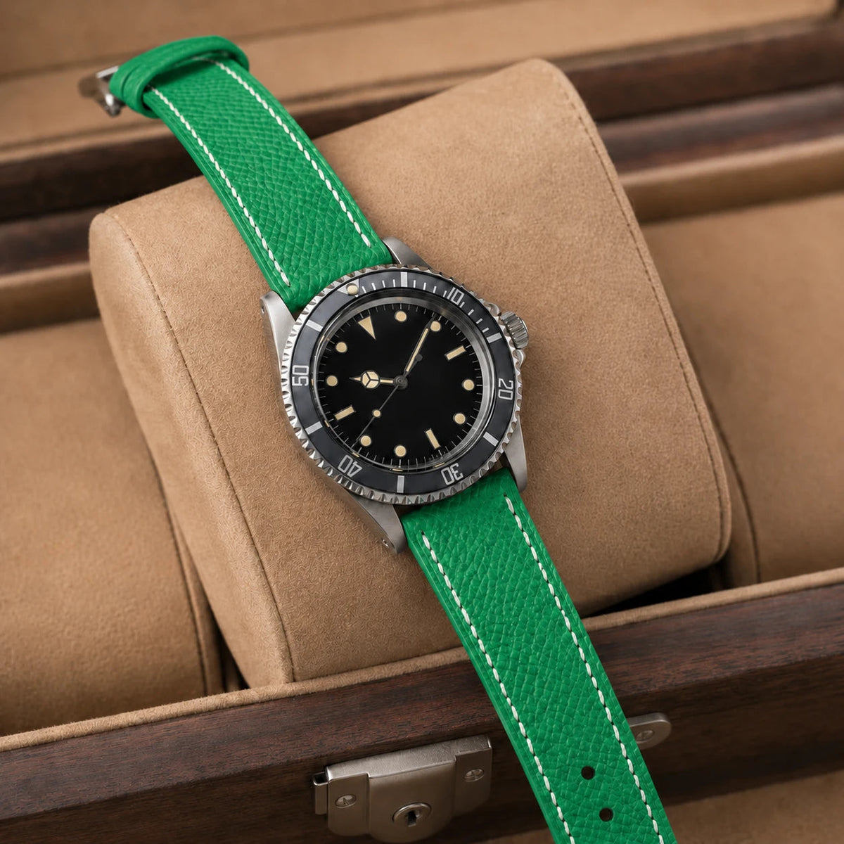 Emerald Green Epsom Leather Watch Strap - Handmade