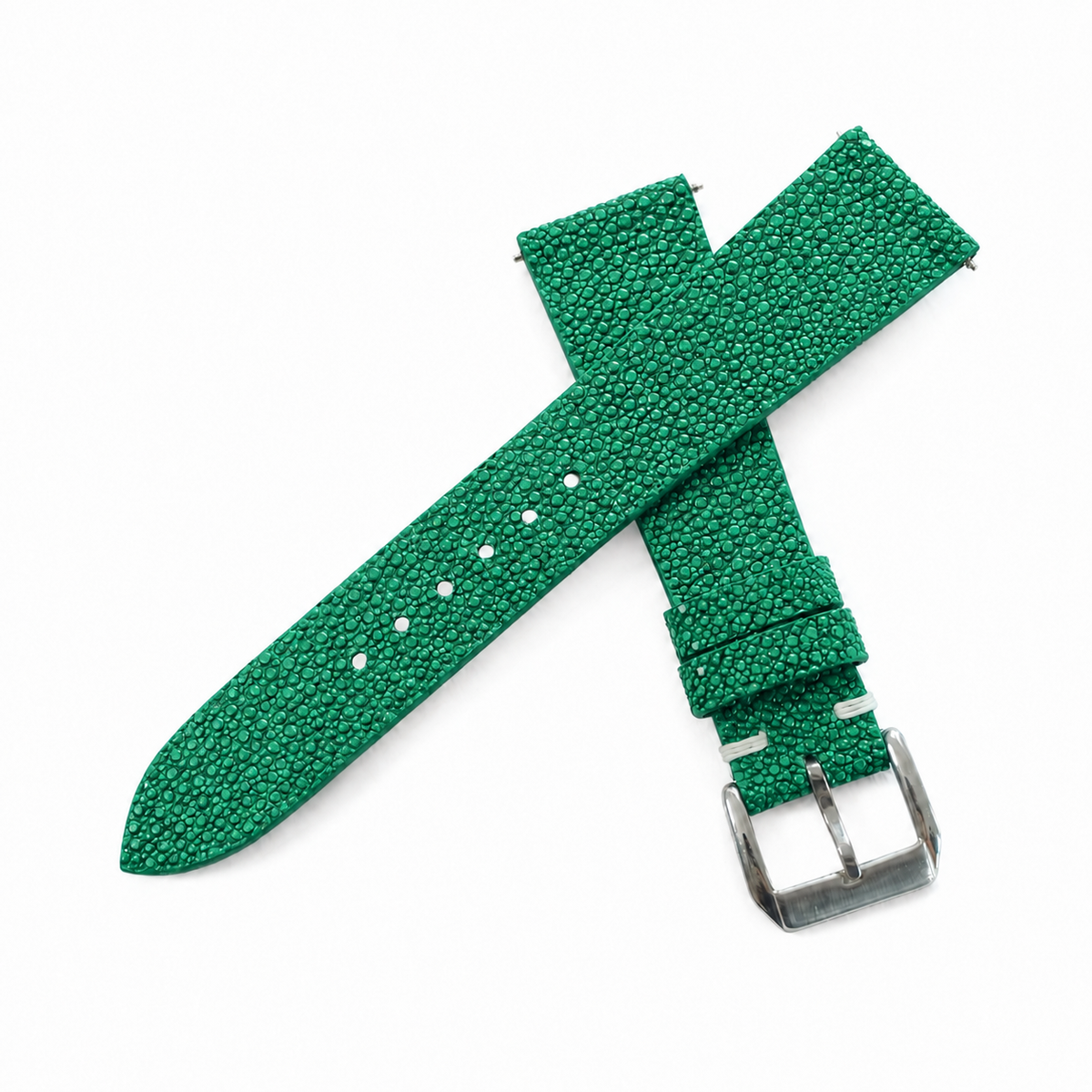 Emerald Green Stingray Leather Watch Strap - Handmade
