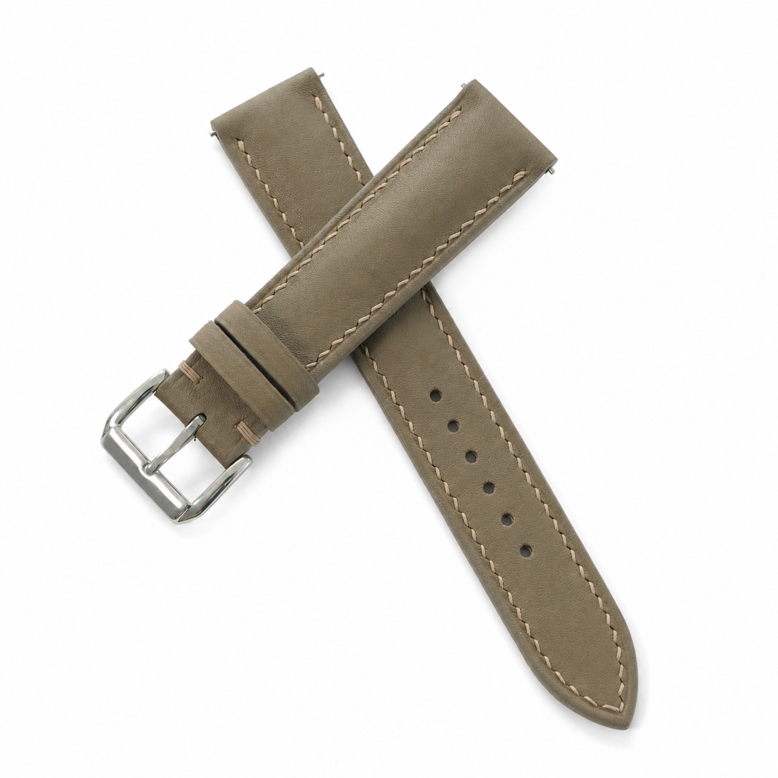 Etoupe Taupe Swift Leather Watch Strap - Handmade