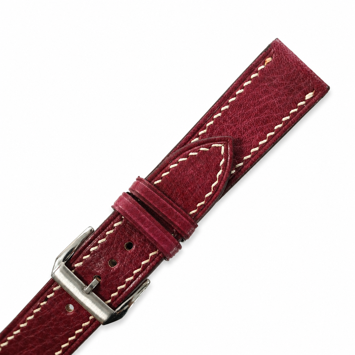 Burgundy Red Italian Leather Watch Strap - Handmade