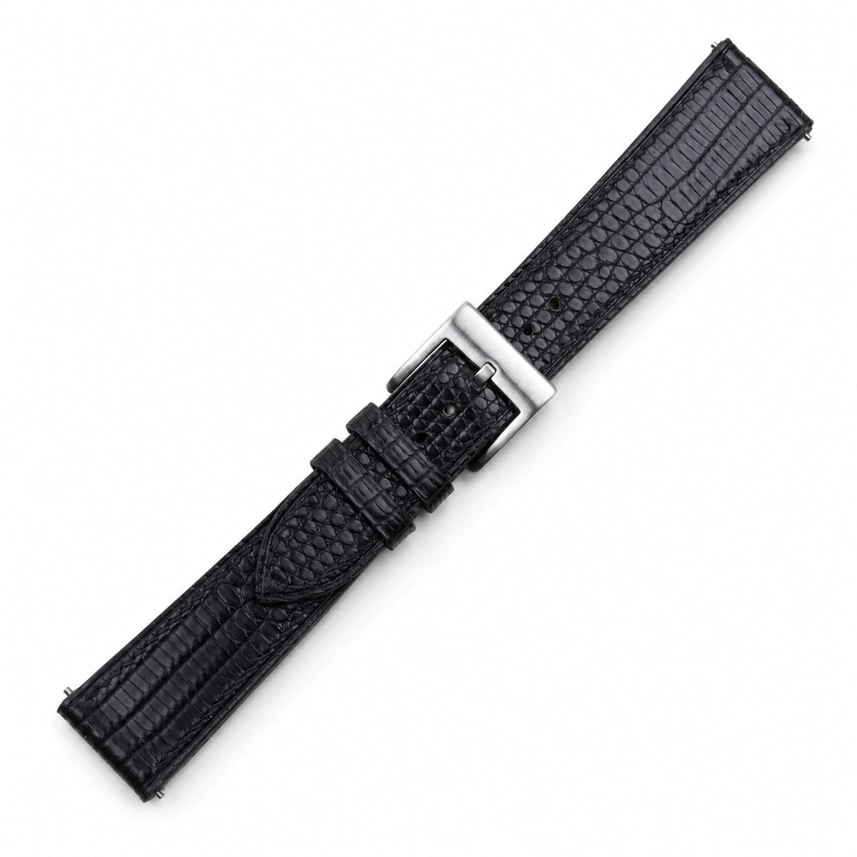 Black Black Lizard Leather Watch Strap - Handmade
