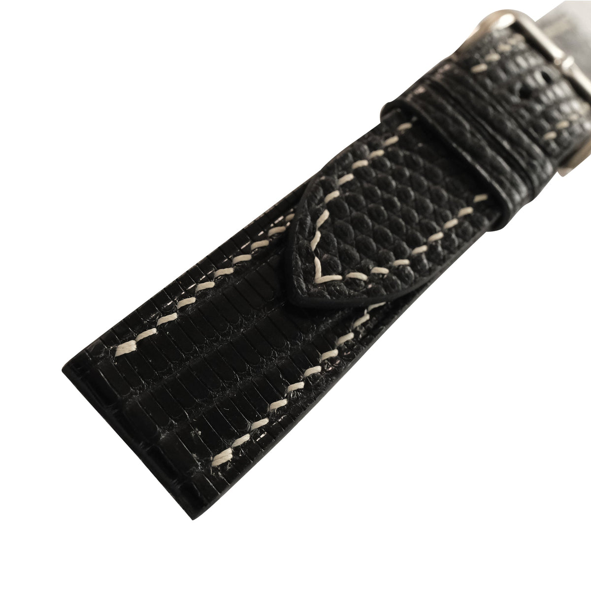 Black Lizard Leather Watch Strap - Handmade