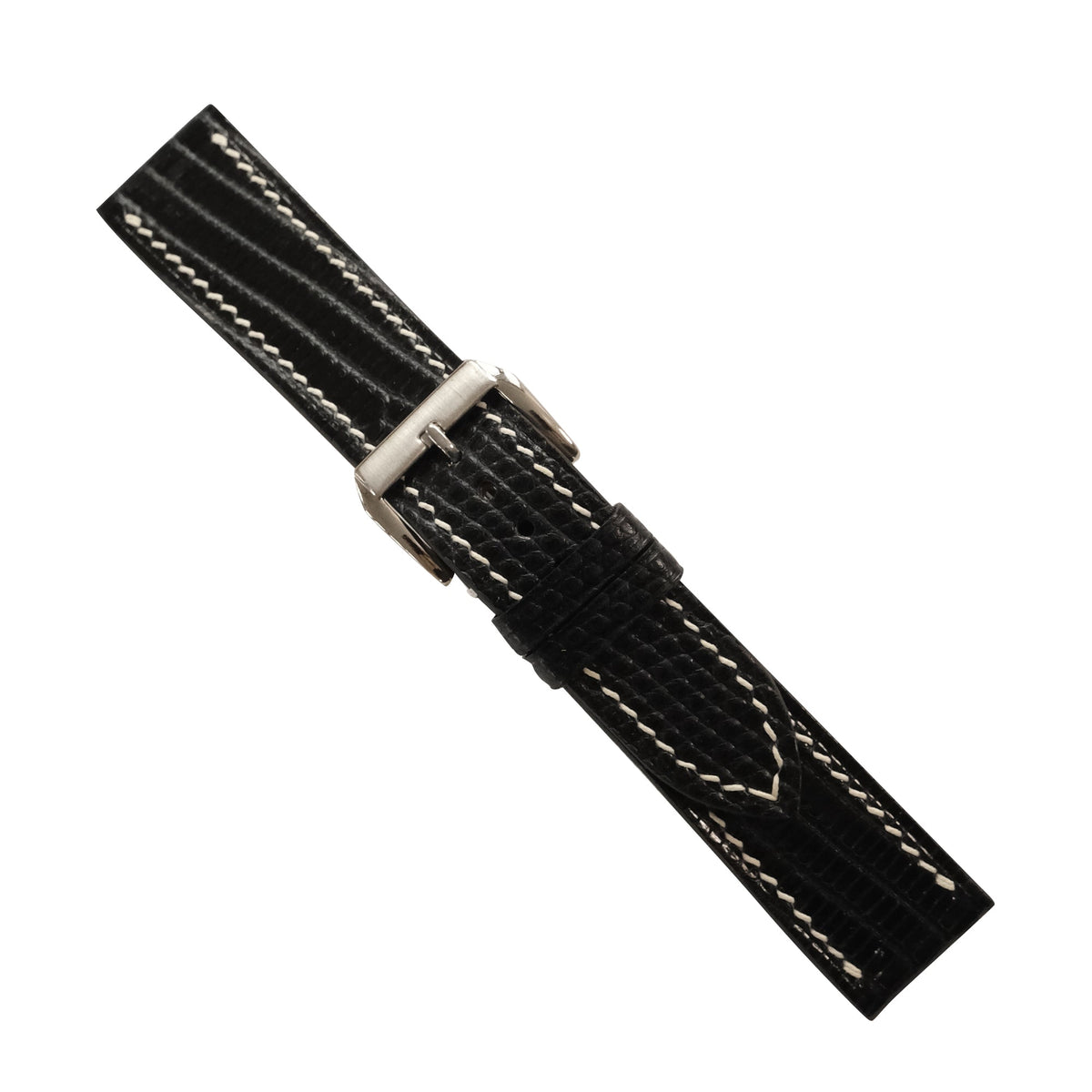 Black Lizard Leather Watch Strap - Handmade