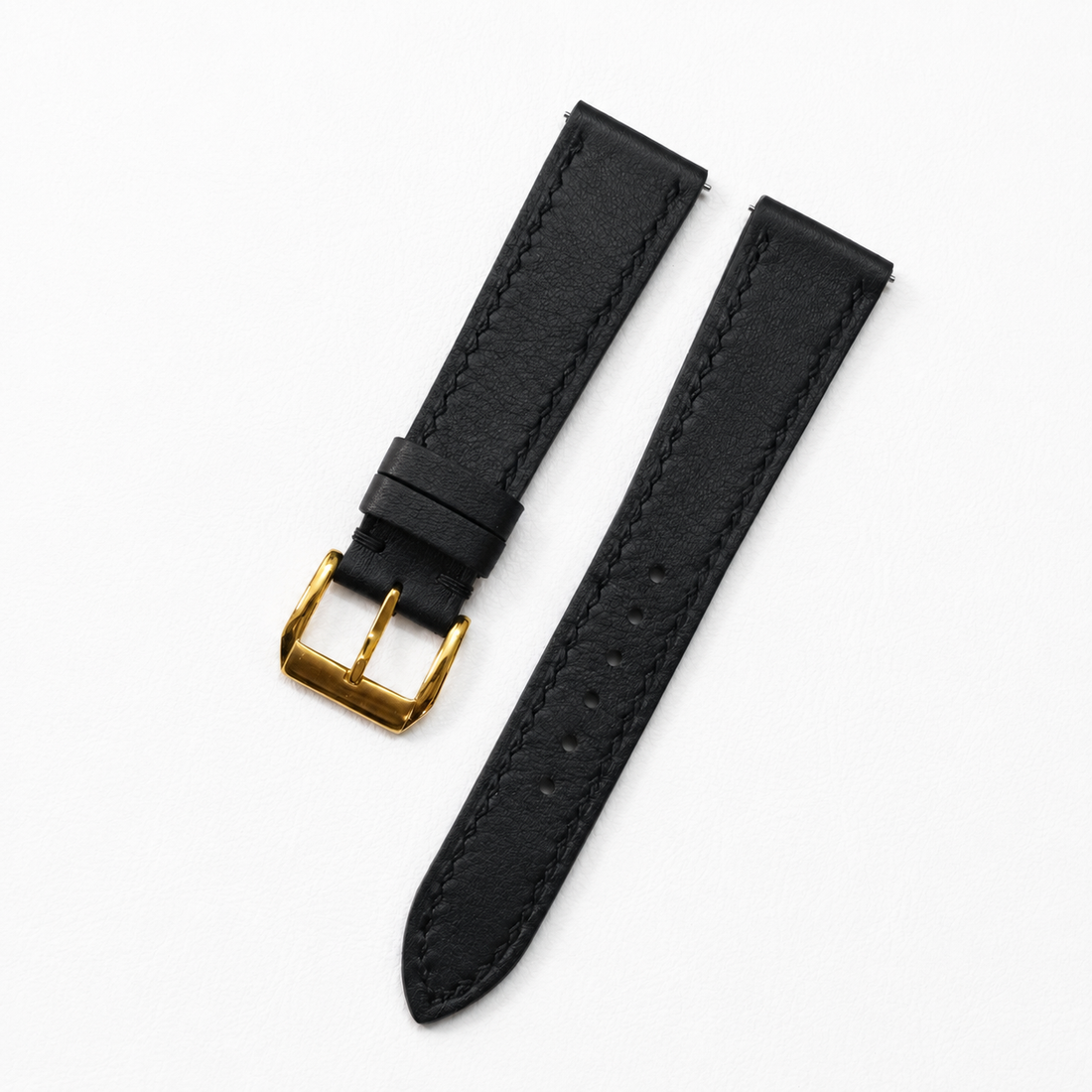 Black Black Swift Leather Watch Strap - Handmade