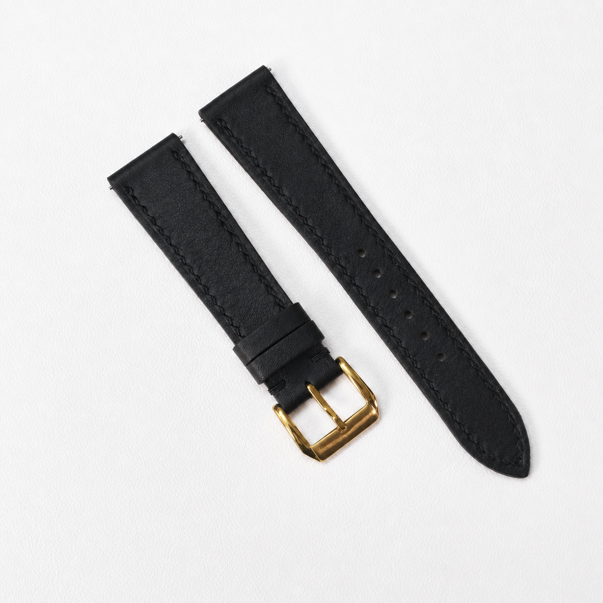 Black Black Swift Leather Watch Strap - Handmade