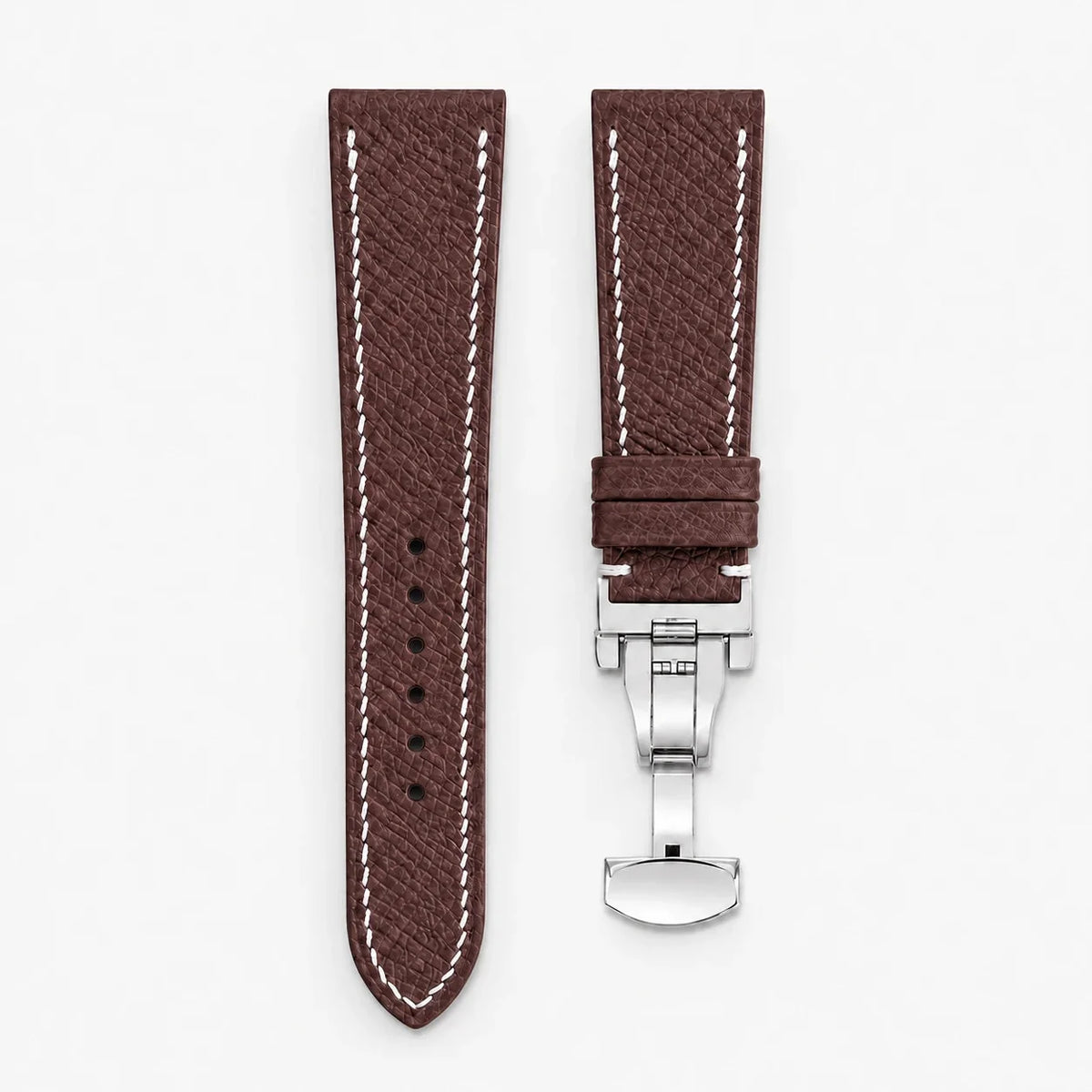 Burgundy Epsom Leather Watch Strap - Handmade