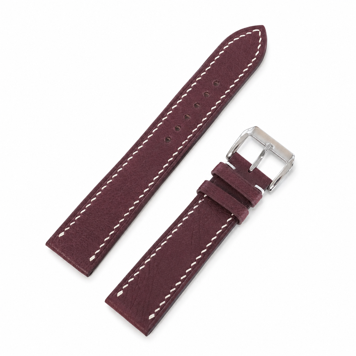 Burgundy Swift Leather Watch Strap - Handmade