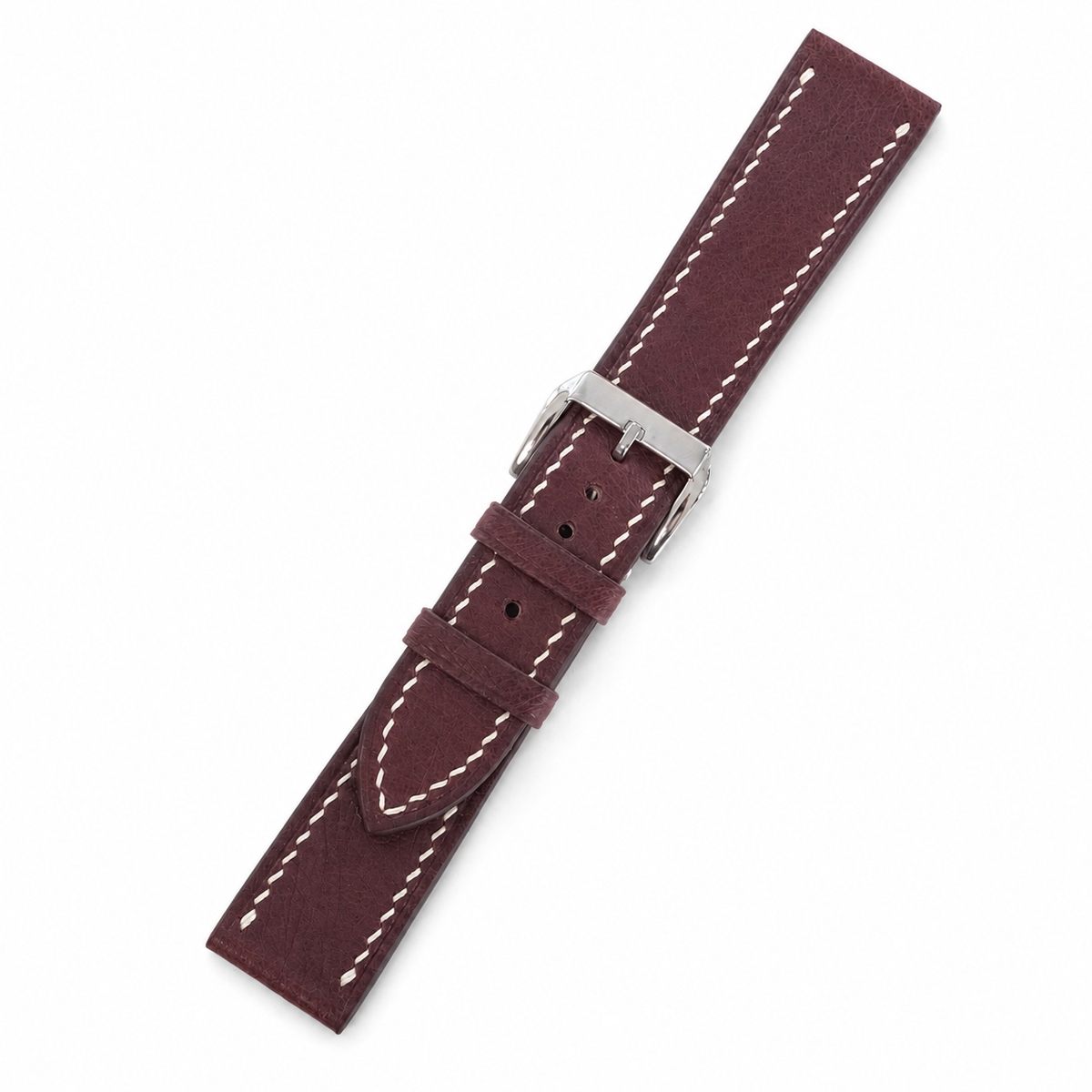 Burgundy Swift Leather Watch Strap - Handmade
