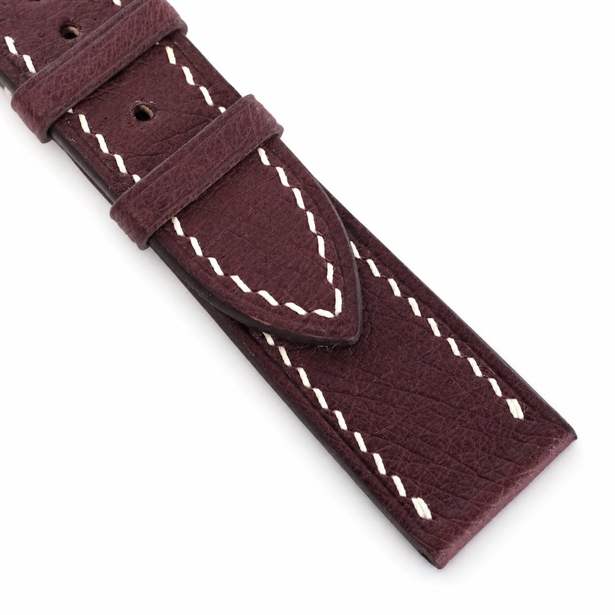 Burgundy Swift Leather Watch Strap - Handmade
