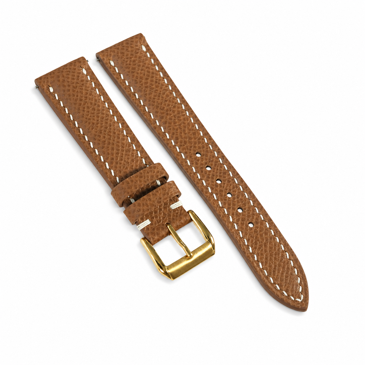 Chestnut Brown Epsom Leather Watch Strap - Handmade
