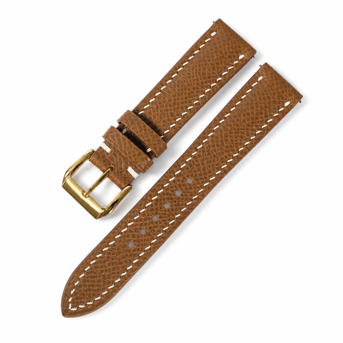 Chestnut Brown Epsom Leather Watch Strap - Handmade