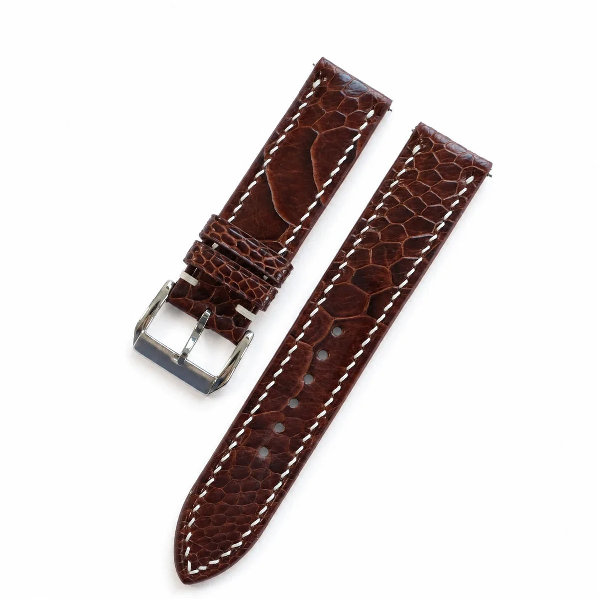 Cognac Brown Ostrich Leather Watch Strap - Handmade