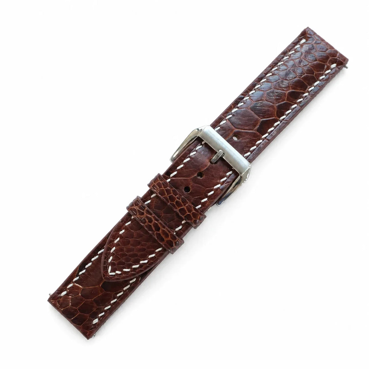 Cognac Brown Ostrich Leather Watch Strap - Handmade
