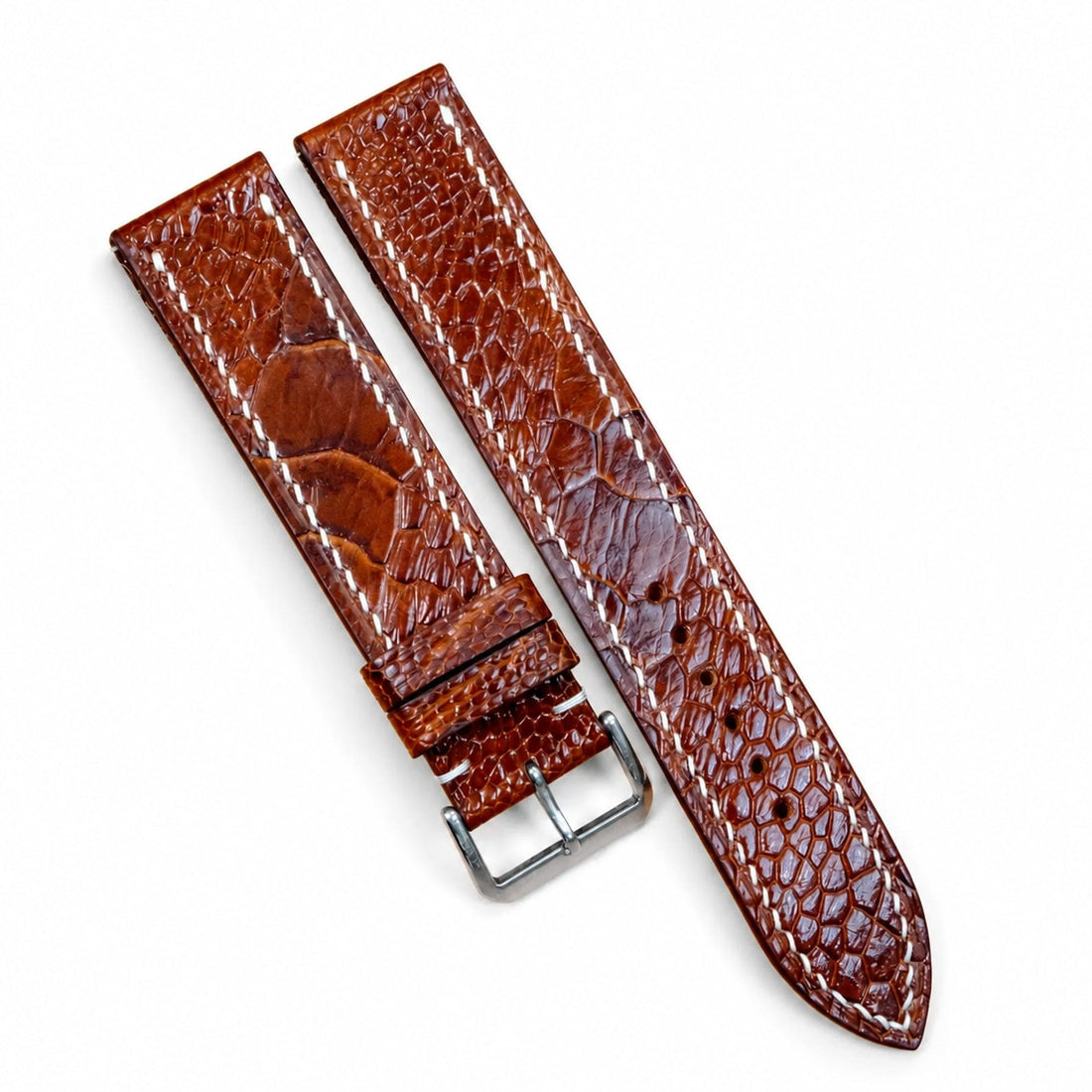 Russet Ostrich Leather Watch Strap - Handmade