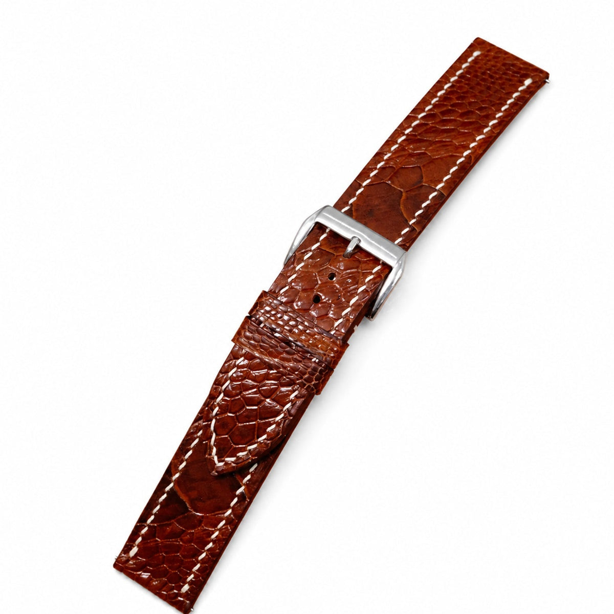 Russet Ostrich Leather Watch Strap - Handmade